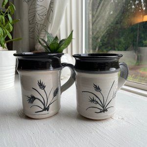 Pair of matching handmade 14 oz pottery mugs